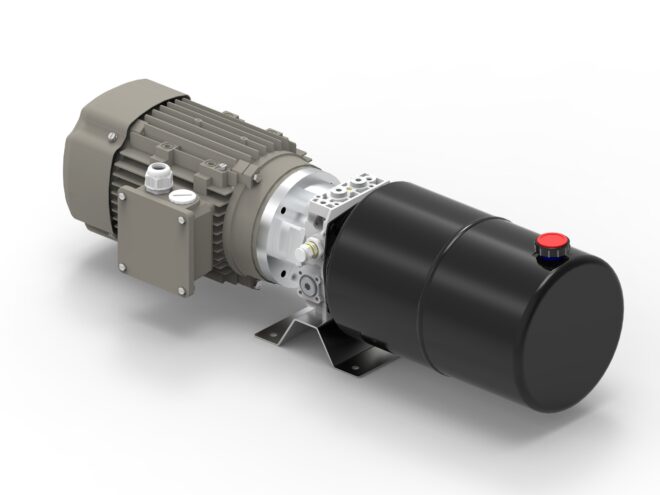 a black cylinder with a red button
