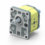 a yellow and grey mechanical device