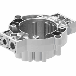 a silver metal object with holes