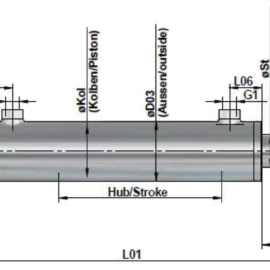 Standard Hydraulikzylinder mit Befestigung – Doppeltwirkender Zylinder – Beidseitig Lasche in Industrieausführung