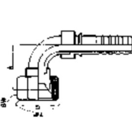 Pressarmatur DKJ 90°, NW 16, 1 1/16″-12, mit Presshülse